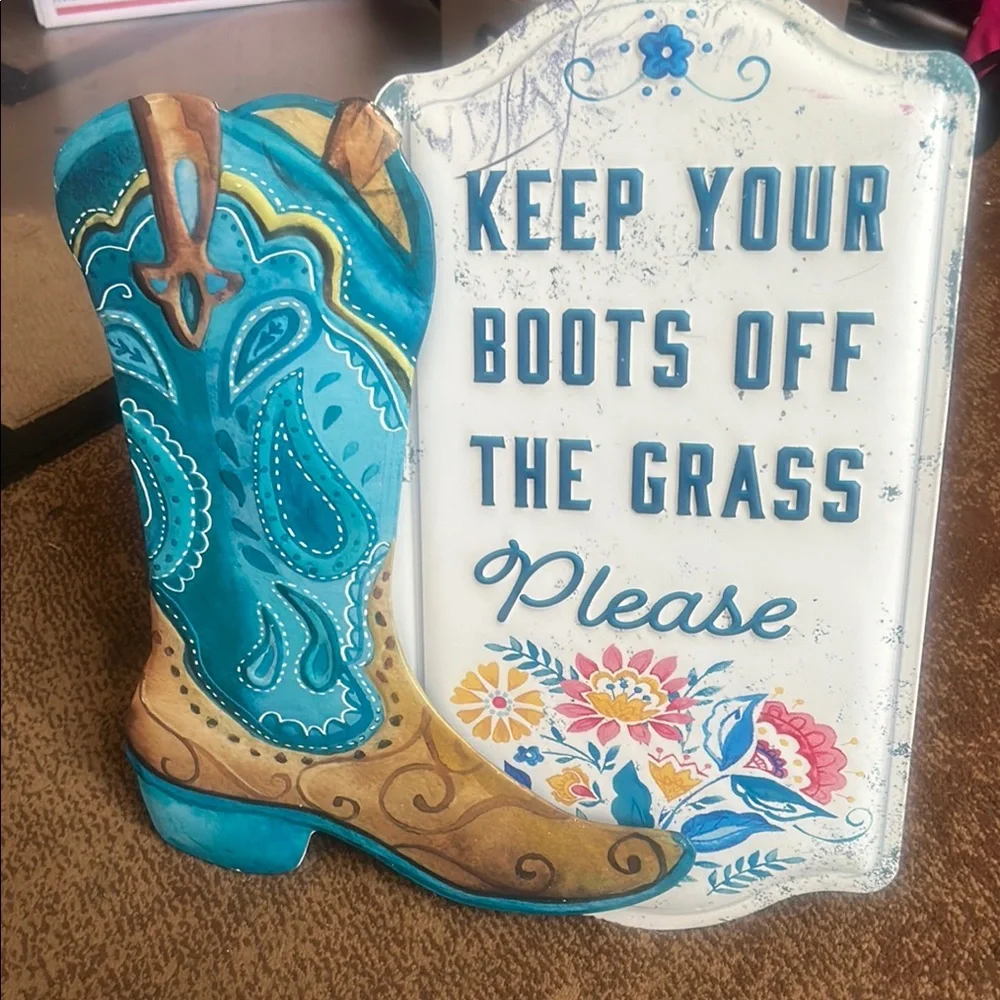 Decorative Boots off the Grass metal outdoor stake/ sign Decor
